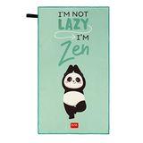 Legami - Fitnesshanddoek, sporthanddoek, microvezel handdoek met ritsvak, elastisch, compact, sneldrogend, ultra absorberend, ultralicht, sport, 45 x 80 cm, panda-thema
