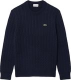 Lacoste Herentrui Katoen - Ronde Hals - Navy Blauw - Maat XL