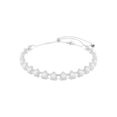 Swarovski x Ariana Grande choker, Crystal Pearl, Ronde slijpvorm, Wit, Rodium toplaag