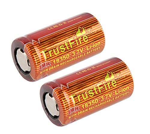 TrustFire IMR 18350 Li-ion batterij 3,7 V | Flat Top | 900 mAh | 10 A High Drain (2 x batterij)