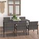 The Living Store Tuinset - Grijs/Zwart - 180x70x73 cm - 6 zitplekken - Rotan