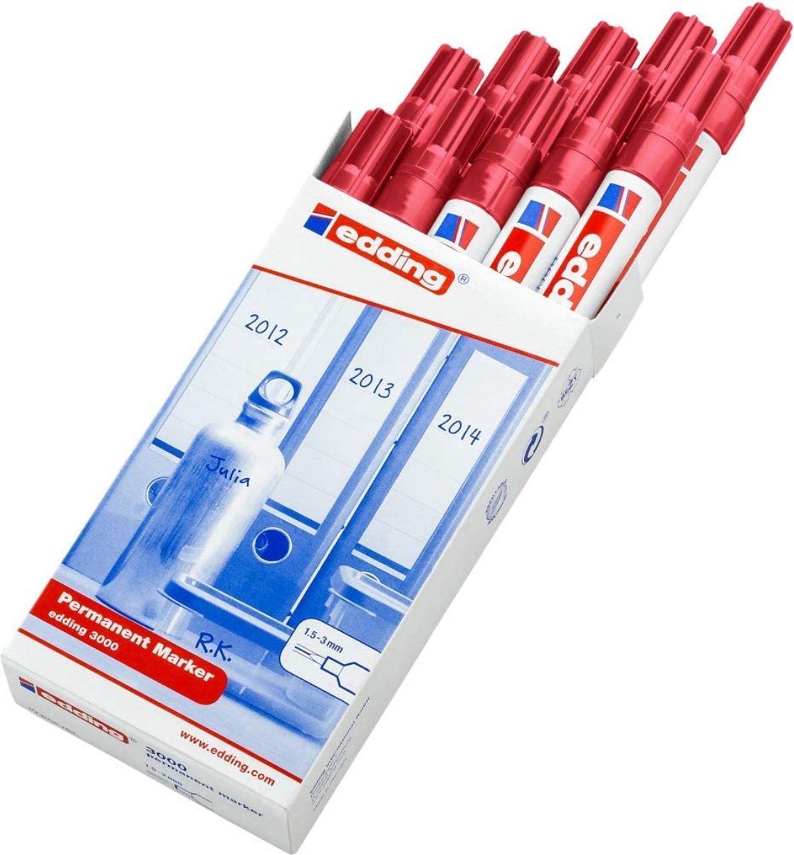 Edding Permanent Marker - Karmijnrood - Rond - 10 Stuks