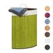 Merkloos Relaxdays wasmand driehoek - 60 l - opvouwbaar - ruimtebesparend - met katoenen waszak - groen