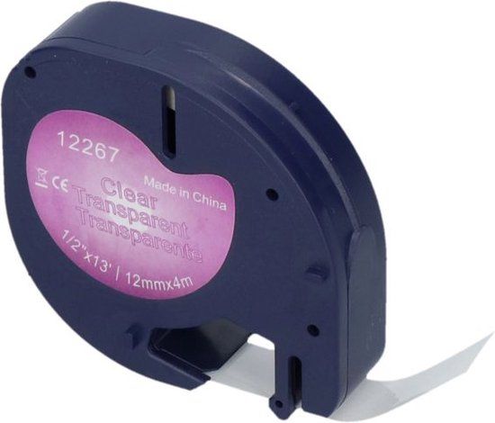 PrintAbout Dymo 12267 (S0721530) Tape Zwart op transparant (12 mm)