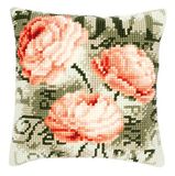 VERVACO Borduurpakket Kussen Kruissteek PIOENROZEN Voorbedrukt Handwerkpakket voor Sierkussen 40 x 40 cm Zelf Maken Knutselen voor Volwassenen Woondecoratie DIY Cross Stitch Kit
