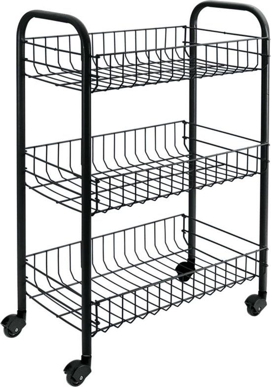 Metaltex Keukentrolley Siena - 3 manden - Zwart