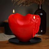 MikaMax Melting Heart Candle - XL Hart Kaars met Rozengeur en Stalen Tray - Lange Brandtijd