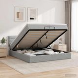 vidaXL Ottoman Bed with Mattress Light Grey 200 x 200 cm Fabric