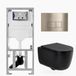 Geberit QeramiQ Dely Swirl Toiletset - 36.3x51.7cm - Geberit UP320 inbouwreservoir - met Burda frame - slim zitting - geborsteld messing bedieningsplaat - rechthoekige knoppen - mat zwart