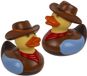Out of the Blue Badeend Cowboy - 2x stuks - geel / bruin - badspeelgoed / cadeau