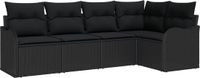 vidaXL Tuinbank Set 5-zits Zwart Polyrattan Hoek loungeset Zonder Kussens Met Tafel