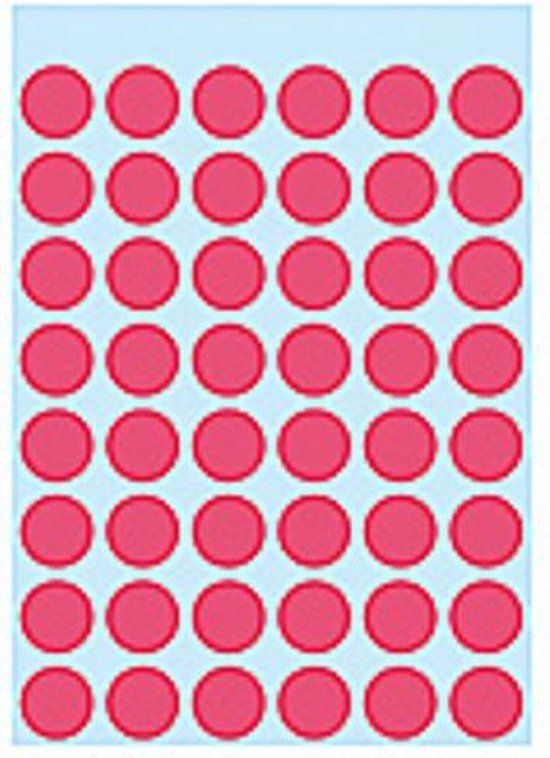 Merkloos Huismerk Herma 1866 Etiket Rond 12mm Fluor- Rood - 240 Etiketten