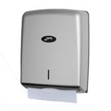 Jofel - Papierdispenser, gezichtsdoeken, wandpapierdispenser, tot 600 zigzagdoekjes, hygiënisch, ABS-behuizing, waarde AH37300, zilver