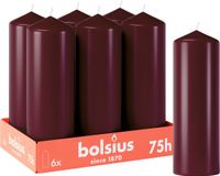 Bolsius Gladde Stompkaarsen Bordeaux Rood 6 stuks 75 branduren 20 x 6.8 cm