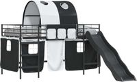 vidaXL Bunkbed voor kinderen met gordijnen Zwart 100 x 200 cm Metaal
