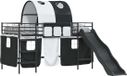 vidaXL Bunkbed voor kinderen met gordijnen Zwart 100 x 200 cm Metaal