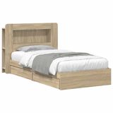 vidaXL Bedframe met opslag Sonoma Eiken 75 x 190 cm Bewerkt hout