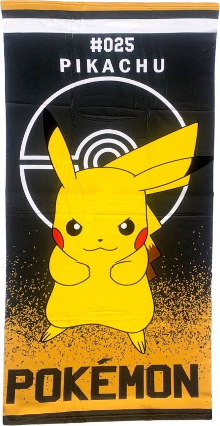 4KidsOnly Pokémon strandlaken - 140 x 70 cm. - Polyester - Zwart/Geel