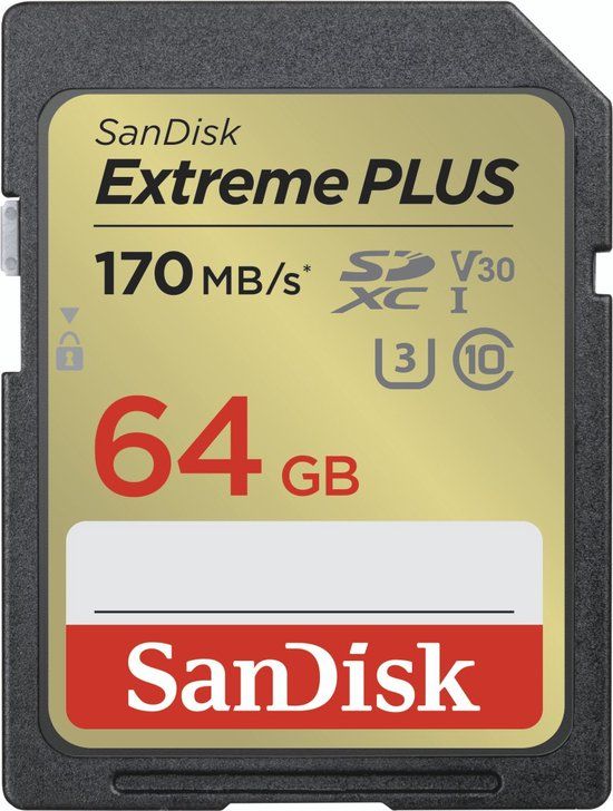 SANDISK - CARDS SanDisk Extreme PLUS 64GB SDXC Memory Card - 170MB/s Read, 60MB/s Write, Class 10