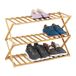 Relaxdays schoenenrek uitschuifbaar, 3 etages, voor 9 paar schoenen, bamboe