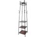 Merkloos Relaxdays Staande Kapstok - 180 cm - 8 Haken - 4 Planken - Metaal/MDF - Zwart/Bruin
