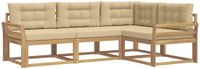 vidaXL - Hoek loungeset - 4 zitplekken - Polyester - Wit en Beige