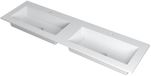 Wastafel INK Kraft Dubbele Wastafel met 2 Kraangaten - 1600x450x10 mm - Mat Wit