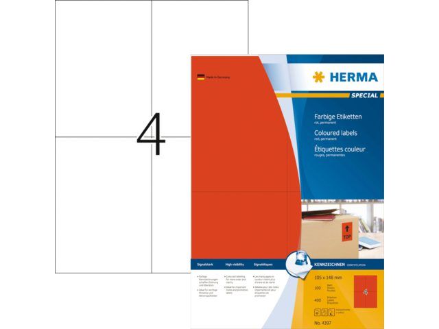 HERMA Etiket 4397 - A6 - rood - 400 stuks