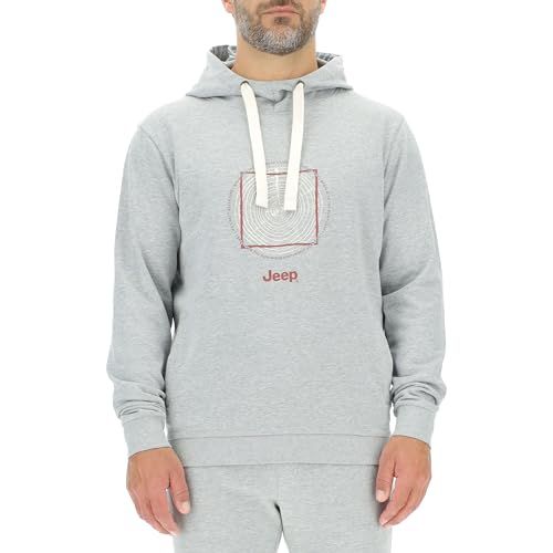 JEEP O102887-G347 Heren Trui met Capuchon - Light Grey Melange - Maat S