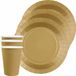 Santex feest/verjaardag servies set - 10x bordjes en bekertjes - goud - karton