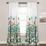 Lush Decor Zuri Flora Light Filtering Venster Gordijnpaneel Paar, 84" L x 52" W, Turkoois & Oranje