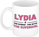 Bellatio Decorations naam cadeau mok - Lydia - Woman Myth Supergirl - koffiemok - 300 ml - collega - moederdag
