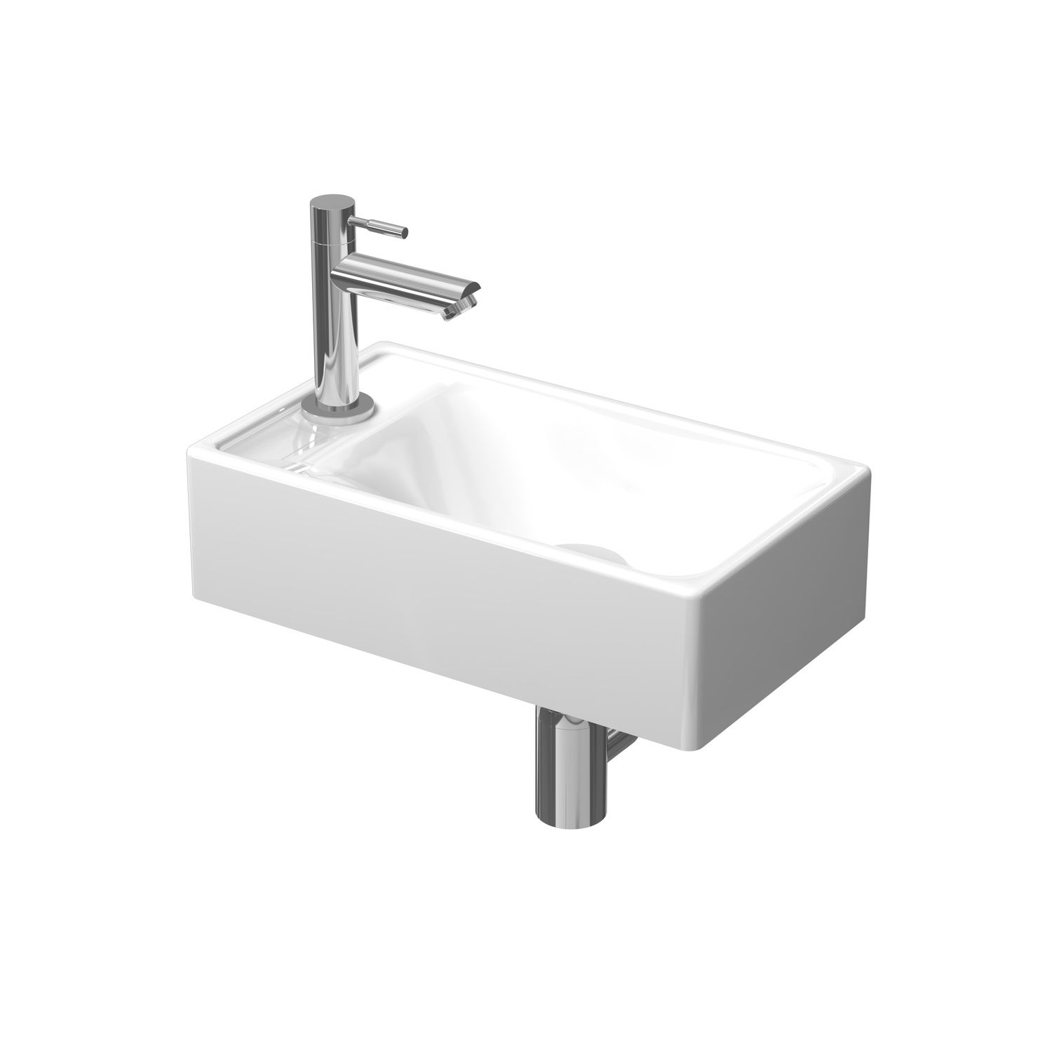 Fonteinpack Basic-Line Porselein Glans Wit (Kraangat Links) Chroom