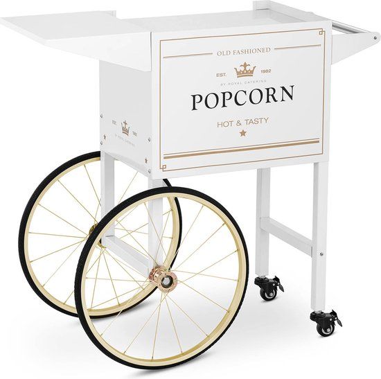 Royal Catering Popcornkar - Wit en Goud - 88 cm