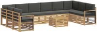 vidaXL - Bank loungeset - Polyester - Wit en Antraciet - 10 zitplekken