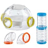 Ferplast Hamster buizen set, Hamsterkooi Accessoire, kooiaccessoire voor hamsters, totaal 4 stuks, inclusief huisvestingsmodule, Hamstertunnels, rondingen en fittingen, LAB KIT, Hamster Speelgoed