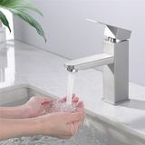 Homelody - Robinet de lavabo à deux voies pour salle de bain, robinet de lavabo en acier inoxydable, robinetterie de lavabo brossée classique