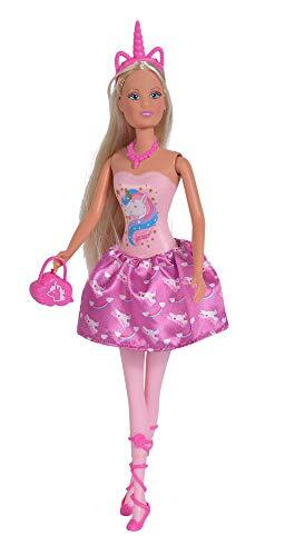 simba 105733320 Steffi Love Fashion Unicorn, speelpop in modieuze eenhoorn-outfit met bijpassende haarband en handtas, 29 cm, vanaf 3 jaar