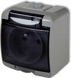 Karlik Elektrotechnik JUNIOR Enkelvoudig Stopcontact met/zonder Aslade, IP54, 10GHE-1d