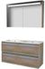 Basic Line Premium 46 Badkamermeubelset - 120 x 46 cm - Greeploos - 4 Lades - Keramische Wastafel - 2 Kraangaten - Spiegelkast met LED Verlichting - Scotch Oak