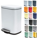 Spirella Pedaalemmer, 5 liter, roestvrij staal, soft-closure met binnenemmer van kunststof, Akira, badkamer, vuilnisemmer, afvalbak, valrem, wit, 21,4 x 17,6 x 30 cm (5 l)