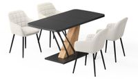 Vicco Ensemble de table à manger "Fenaro", Noir/Chêne doré, 120x80cm | avec 4 chaises de salle à manger