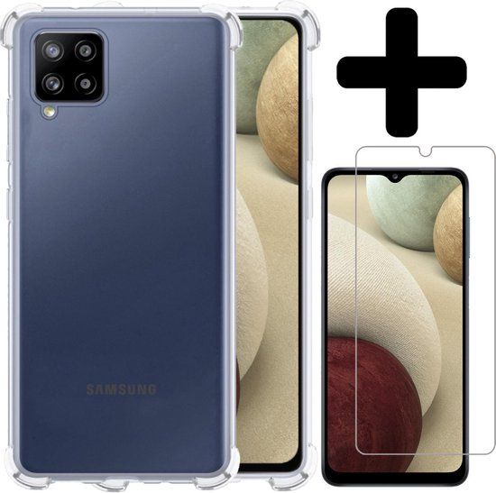 Samsung Galaxy A12 Case - Shockproof Silicone Cover with Screen Protector - Transparent