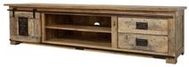 MASSIVMOEBEL24 TV-meubel van massief mangohout, 200 cm breed, blank gelakt, industrieel, met schuifdeuren