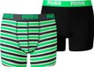 Puma Boxershorts pour garçon 2 Pack Rayé Vert/Noir Taille 134/140
