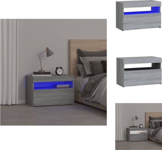 vidaXL Nachtkastje met LED-verlichting 60x35x40 cm grijs sonoma eiken
