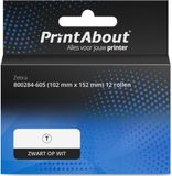 PrintAbout 800284-605 (102 mm x 152 mm) 12 rollen Zwart op wit