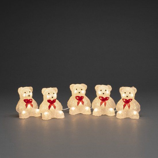Konstsmide Beren met strik lichtsnoer met LED - set van 5