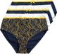 Ulla Popken - Dames - Midi-slips set van 5 motief / effen - Nachtblauw - Maat 46+