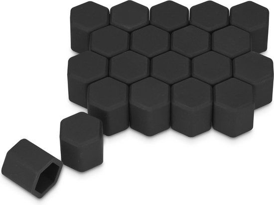 kwmobile 20x moerdoppen voor banden - geschikt voor 17 mm wielmoeren moeren - Set van 20 wielmoerkapjes - In zwart